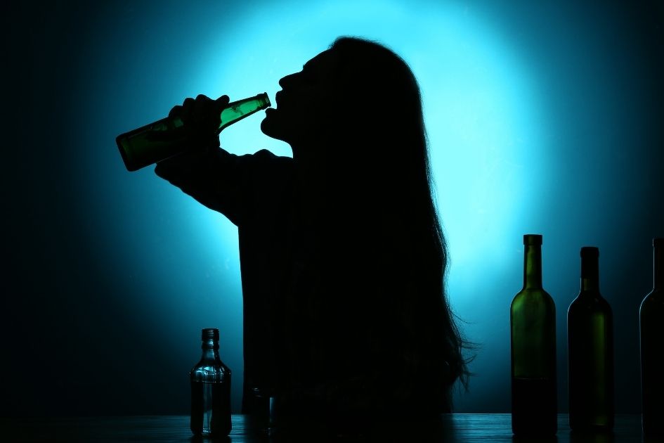 A girl highly addicted with Alcoholism
