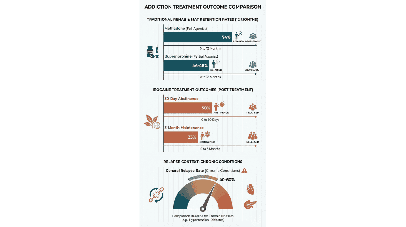 Traditional vs Ibogaine treatment Success rates